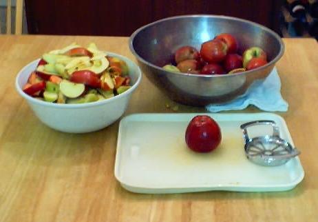 Apples being chopped up